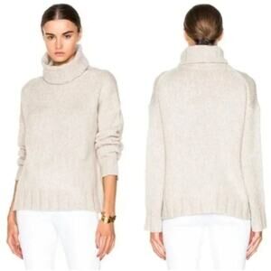 Nili Lotan Turtleneck Sweater Cream Yak Wool Blend S